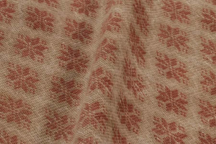 Vintage Turkish Distressed Floral Geometric Runner Rug