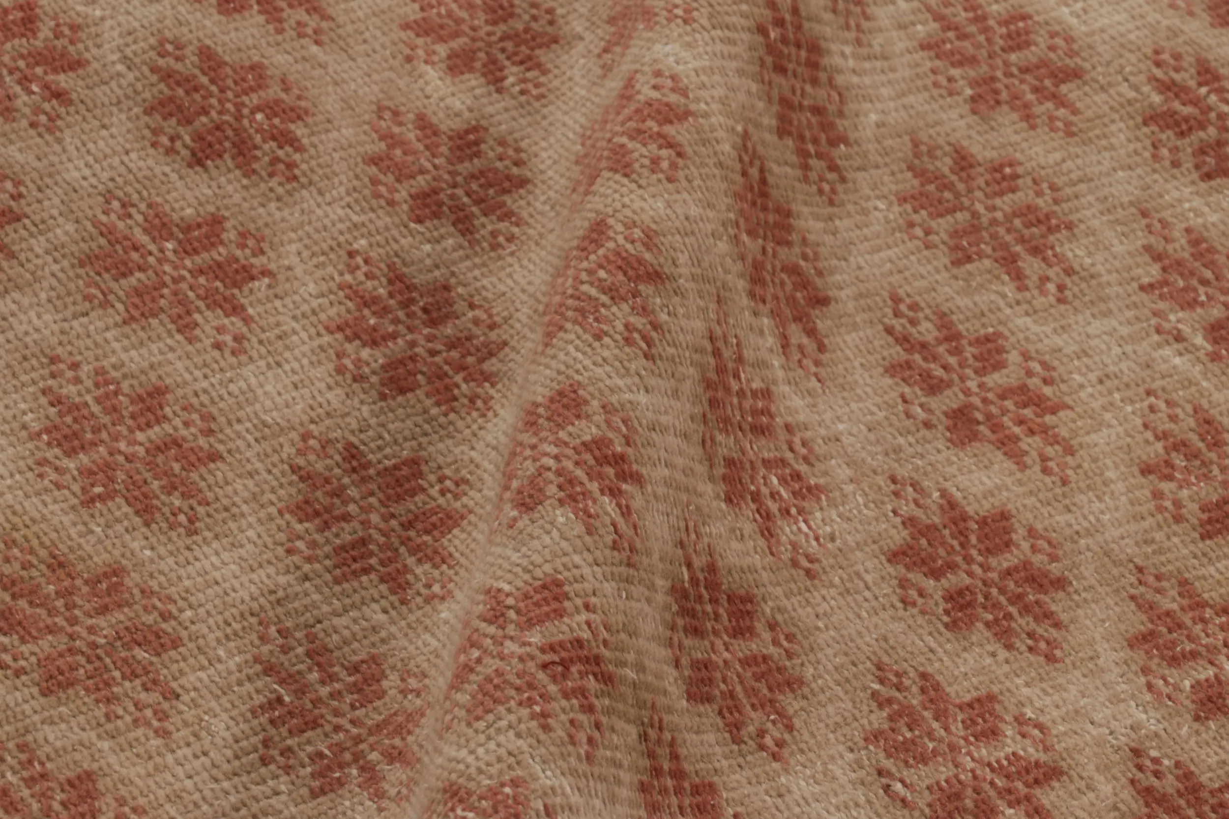 Vintage Turkish Distressed Floral Geometric Runner Rug