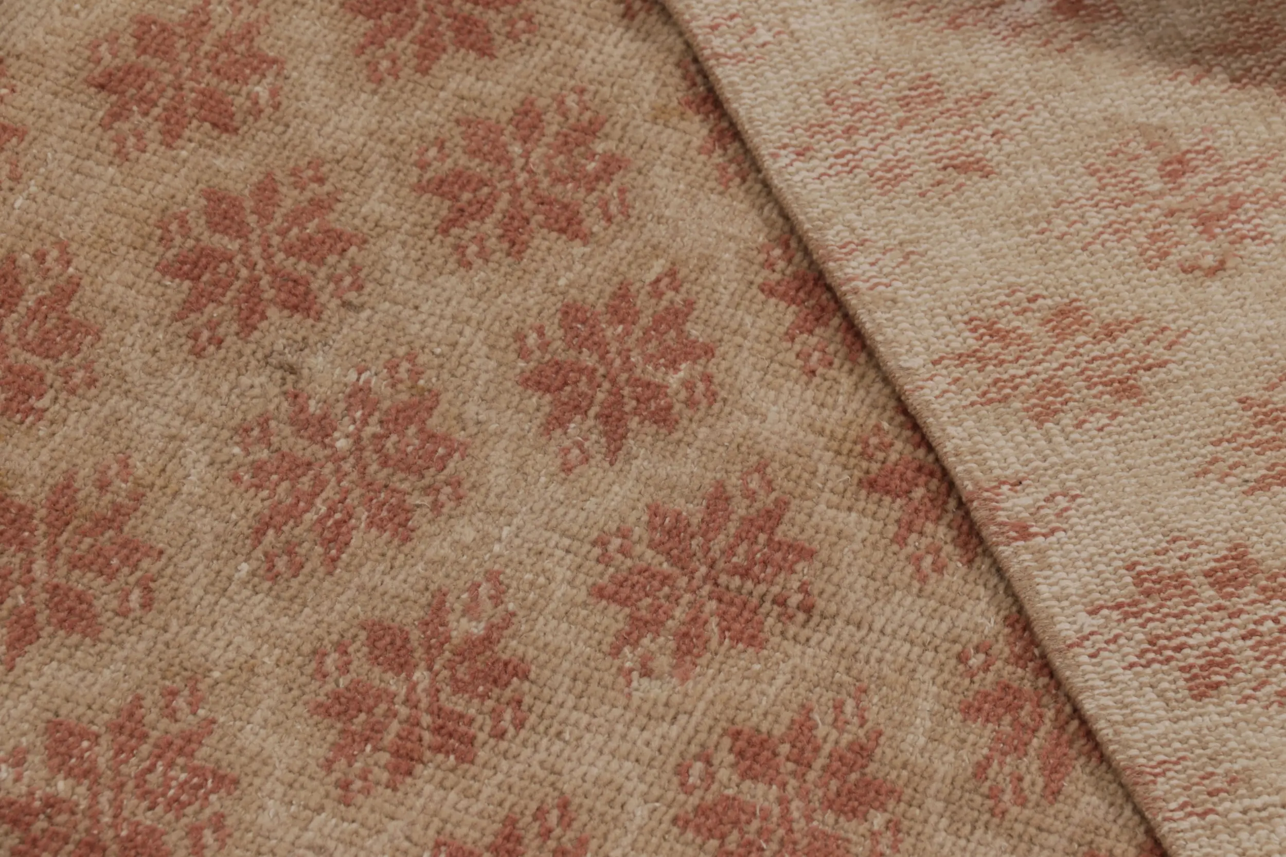 Vintage Turkish Distressed Floral Geometric Runner Rug