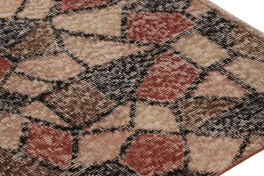 Vintage Turkish Distressed Geometric Runner Rug