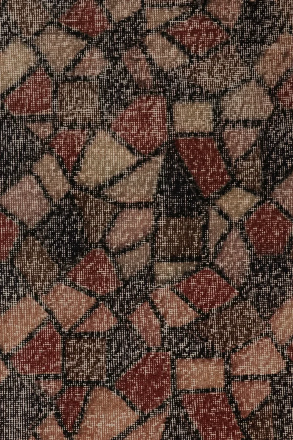 Vintage Turkish Distressed Geometric Runner Rug