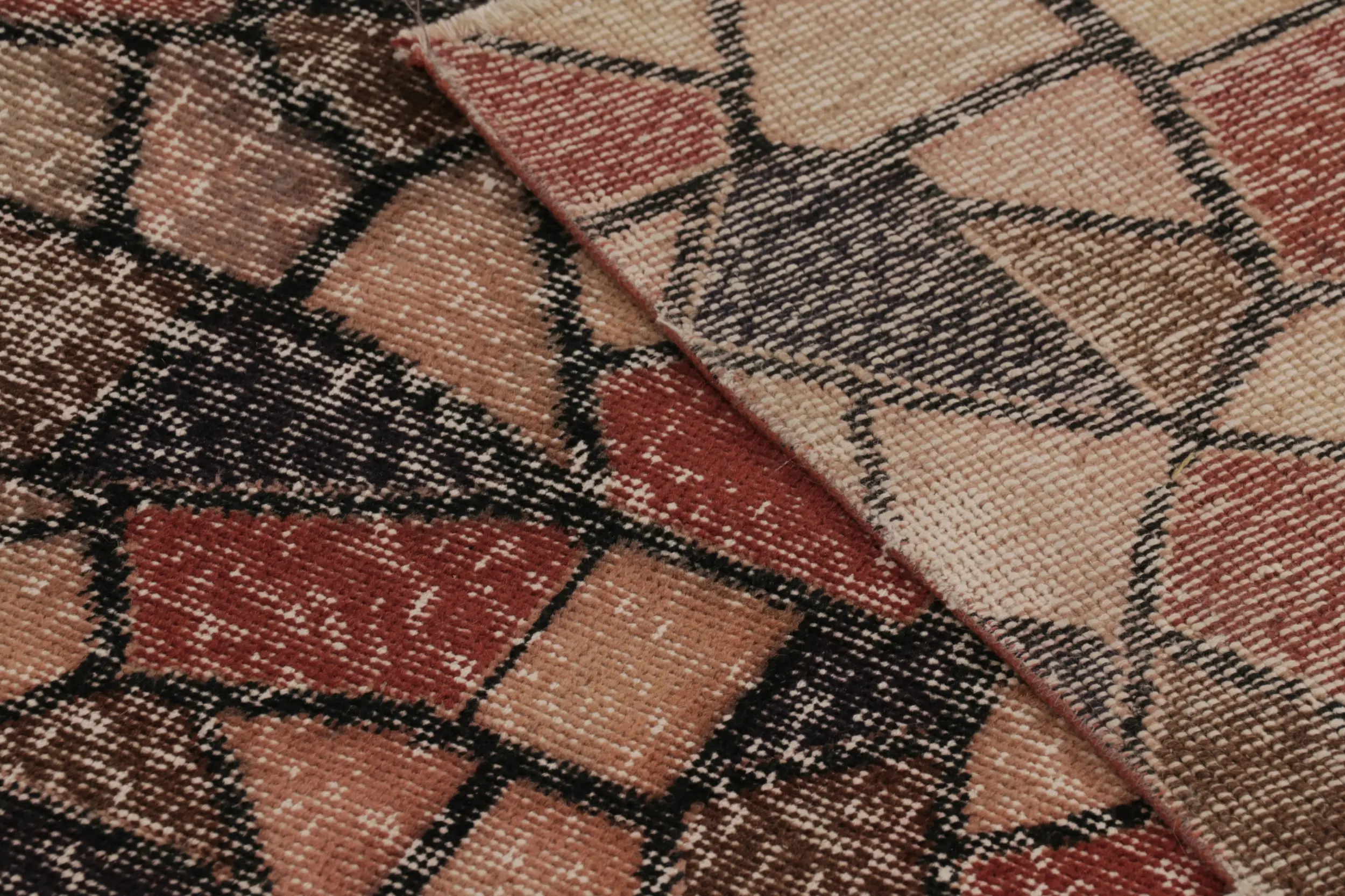 Vintage Turkish Distressed Geometric Runner Rug