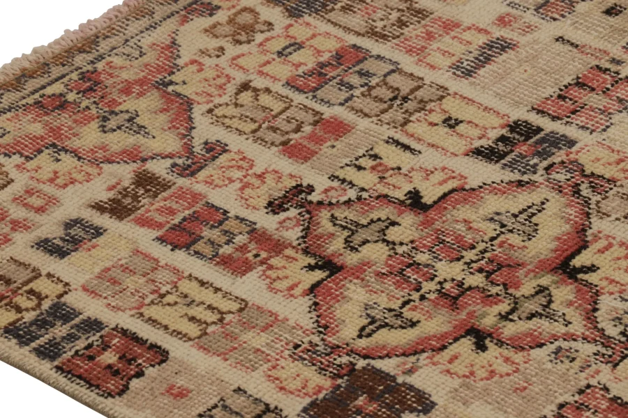 Vintage Turkish Distressed Geometric Patchwork Runner Rug