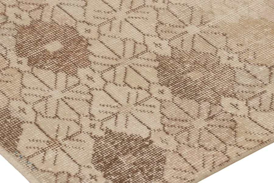 Vintage Turkish Distressed Geometric Runner Rug