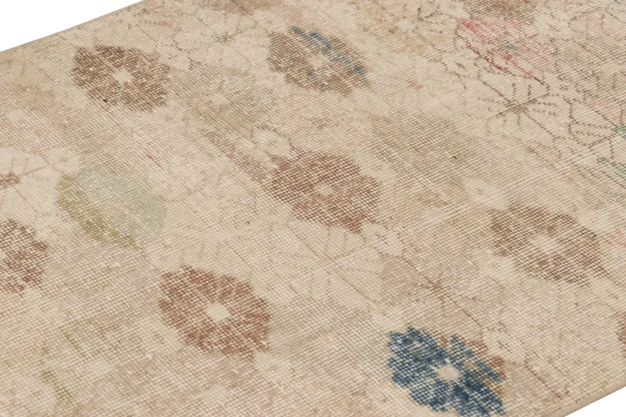 Vintage Turkish Distressed Geometric Runner Rug