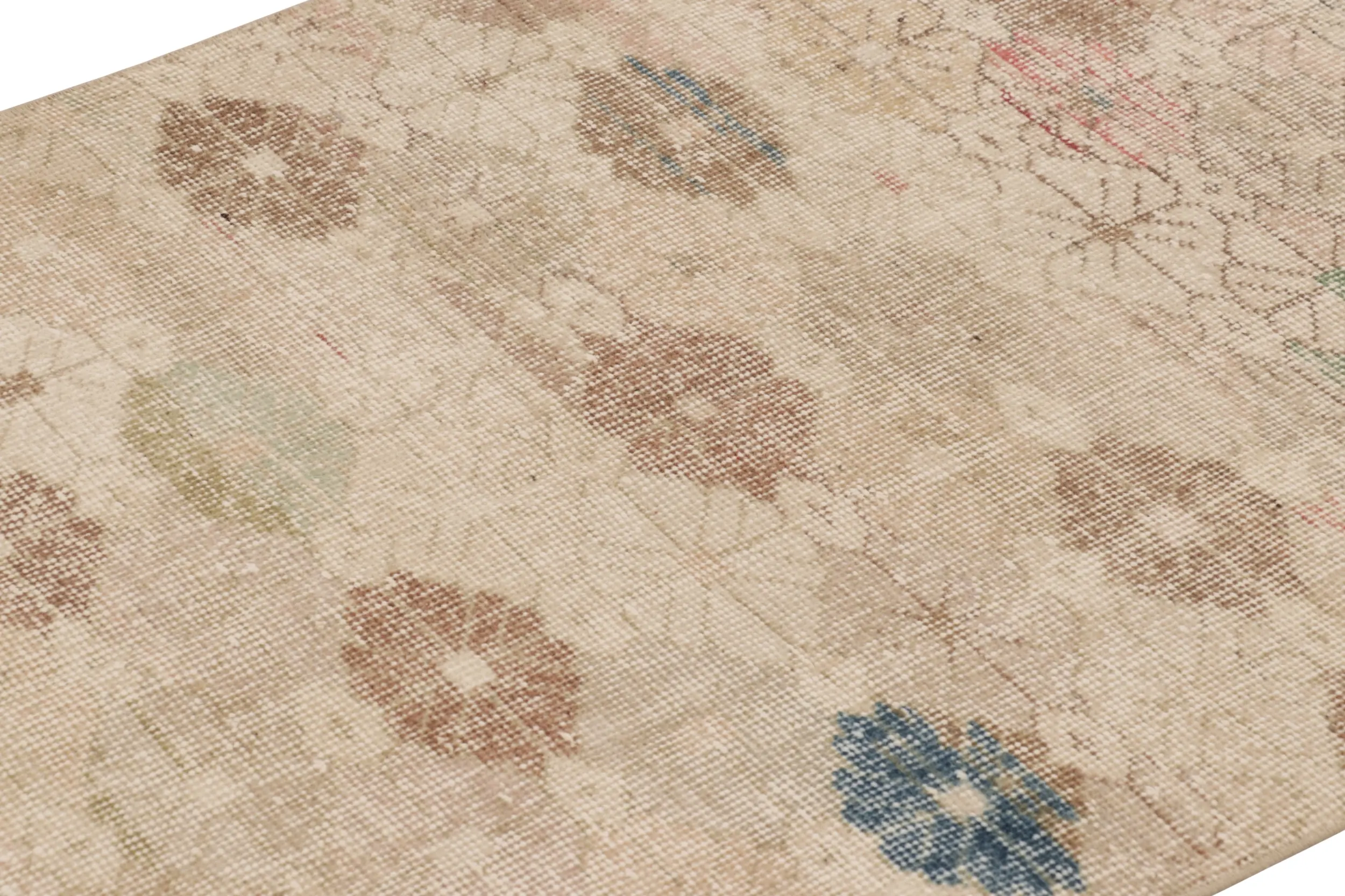 Vintage Turkish Distressed Geometric Runner Rug
