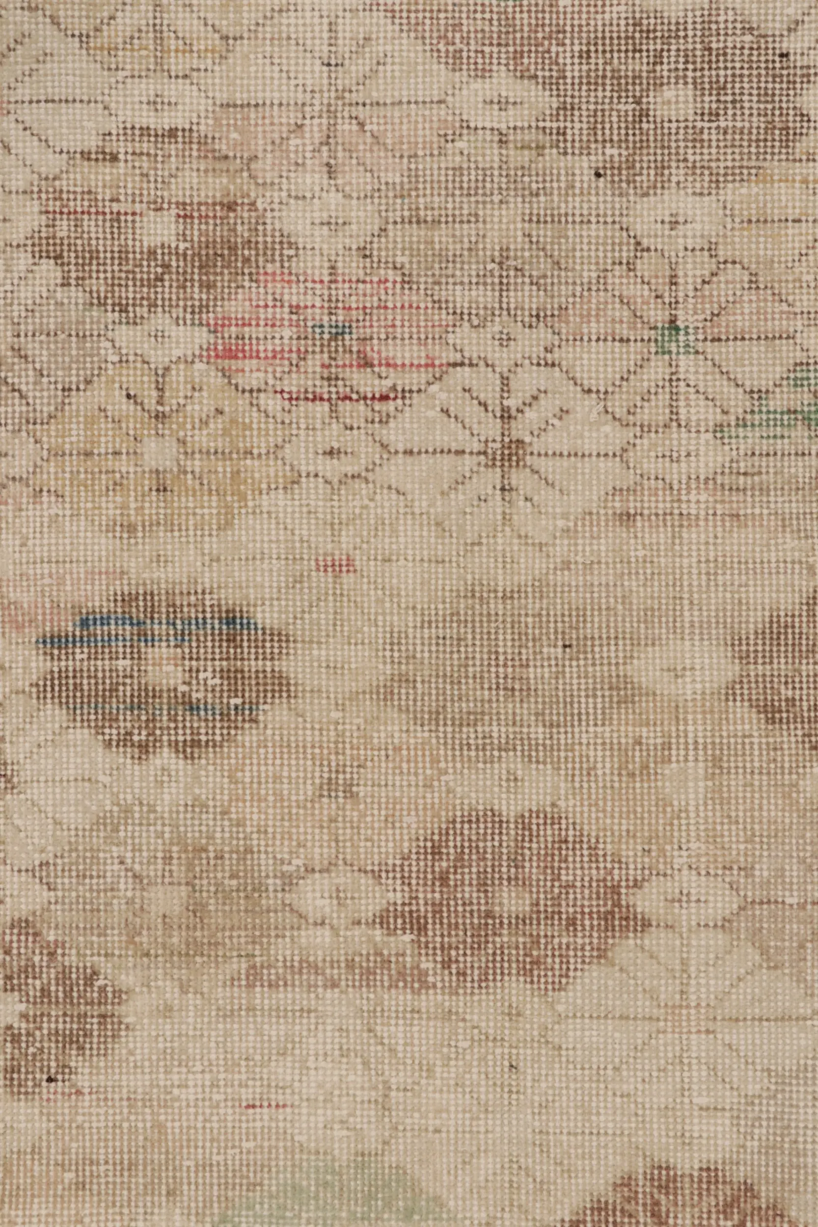 Vintage Turkish Distressed Geometric Runner Rug