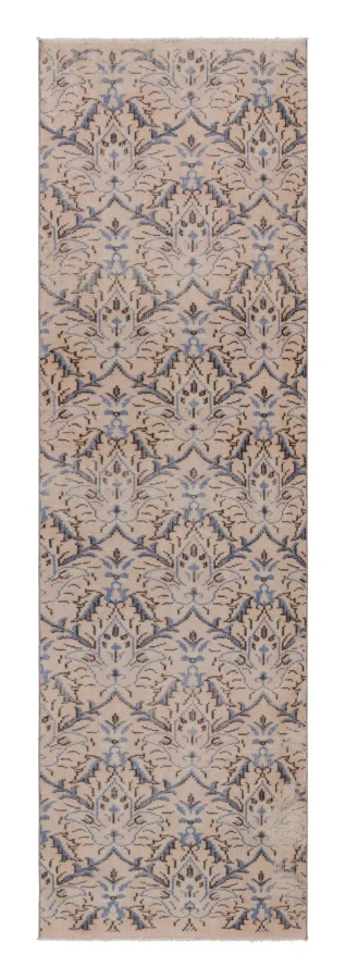 Vintage Distressed Runner Rug, Cream Pink with All-Over Florals – Rug & Kilim