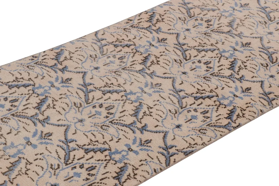Hover image of Vintage Distressed Runner Rug, Cream Pink with All-Over Florals – Rug & Kilim