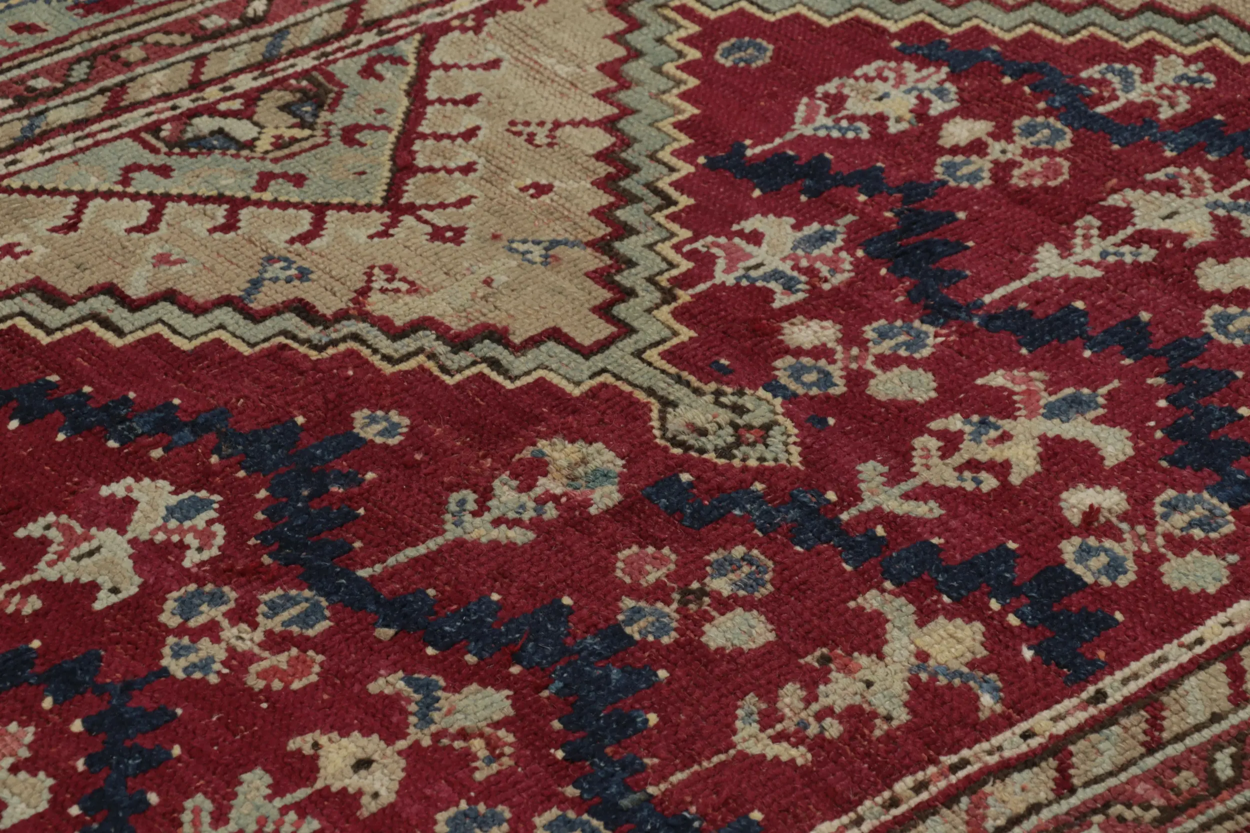 Antique Ghiordes Floral Runner Rug