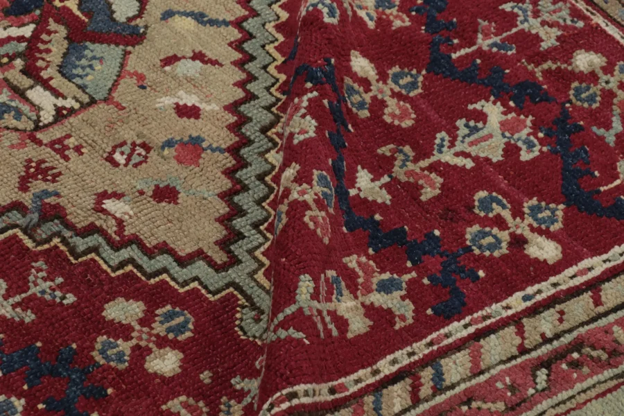 Antique Ghiordes Floral Runner Rug