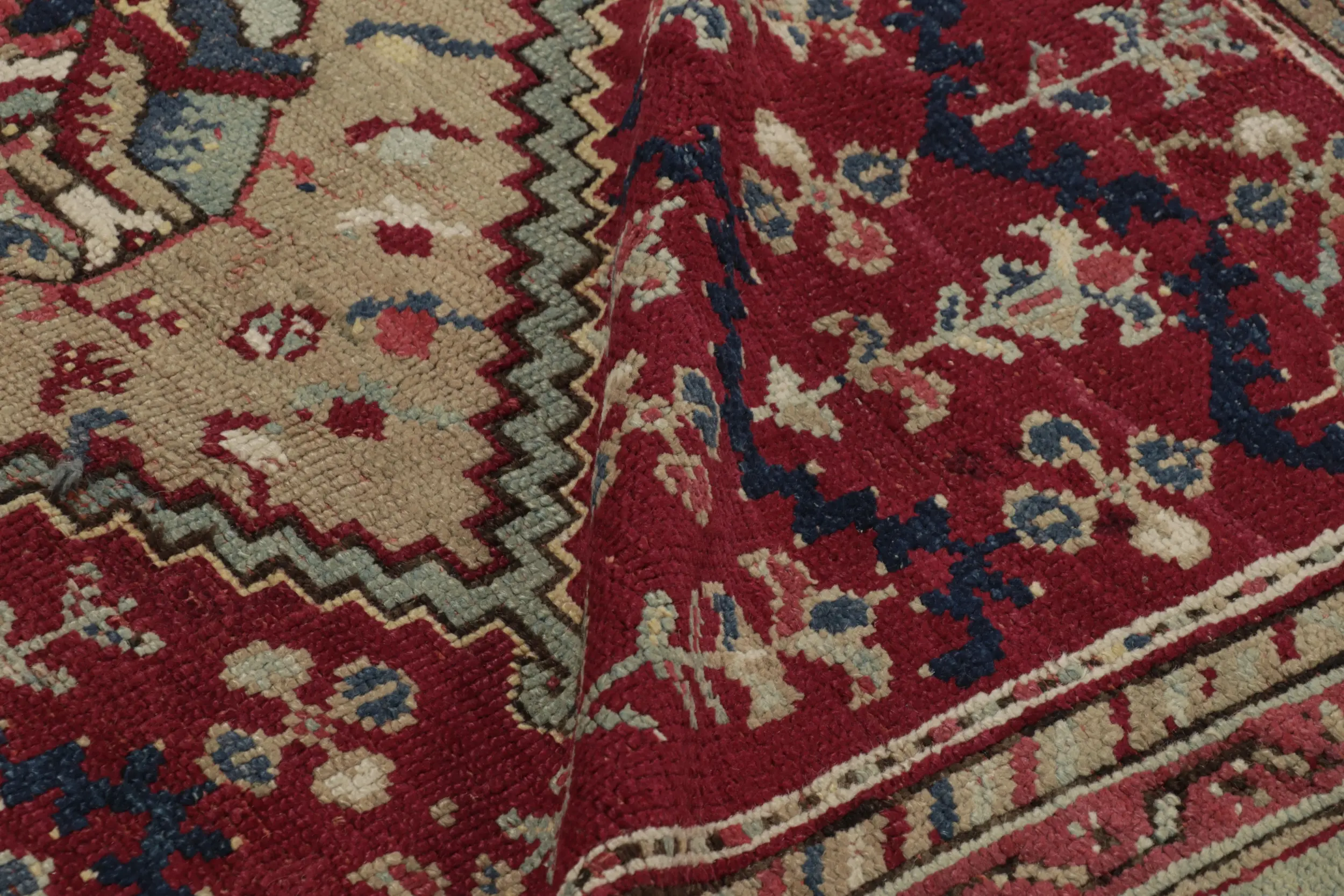 Antique Ghiordes Floral Runner Rug