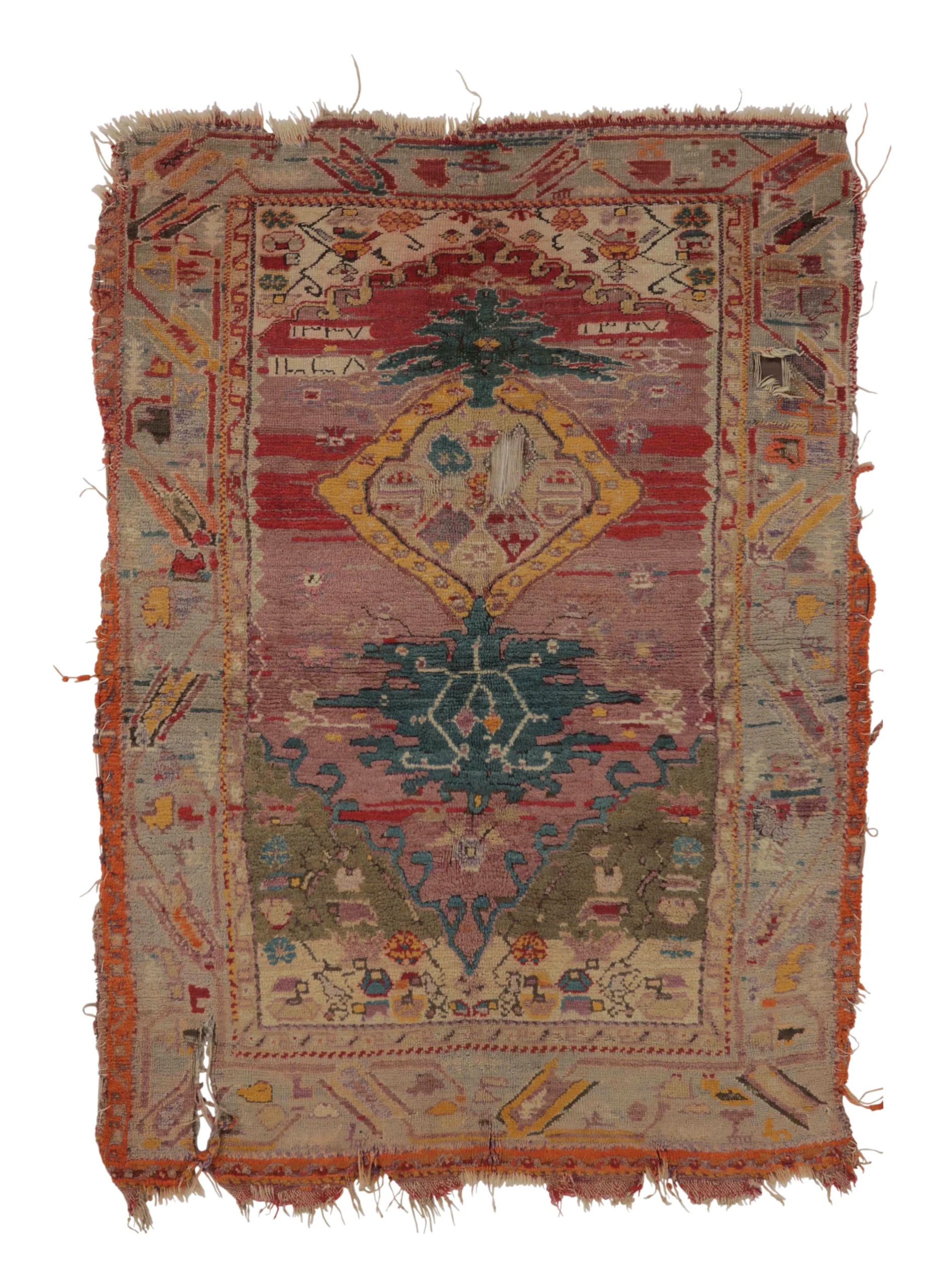 Antique Ghiordes Floral Rug