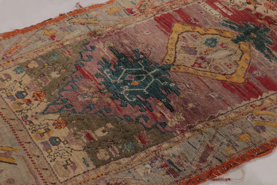 Antique Ghiordes Floral Rug