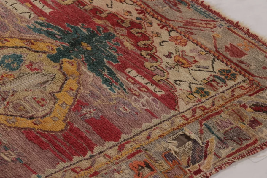 Antique Ghiordes Floral Rug