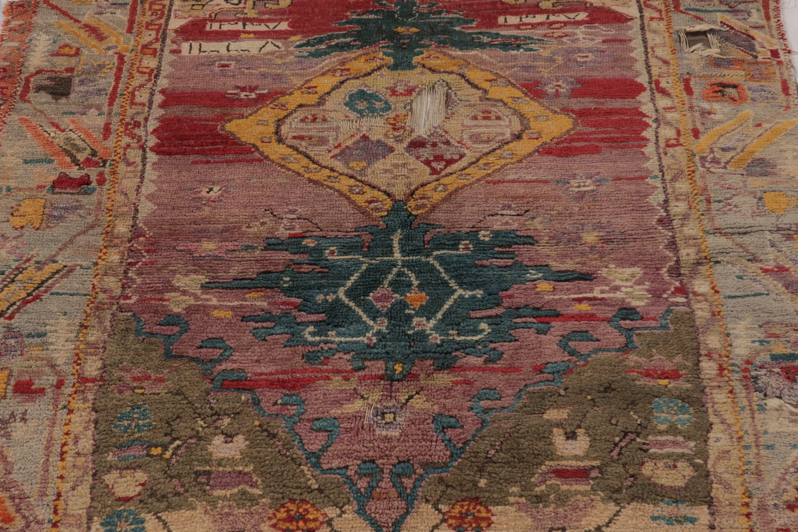 Antique Ghiordes Floral Rug