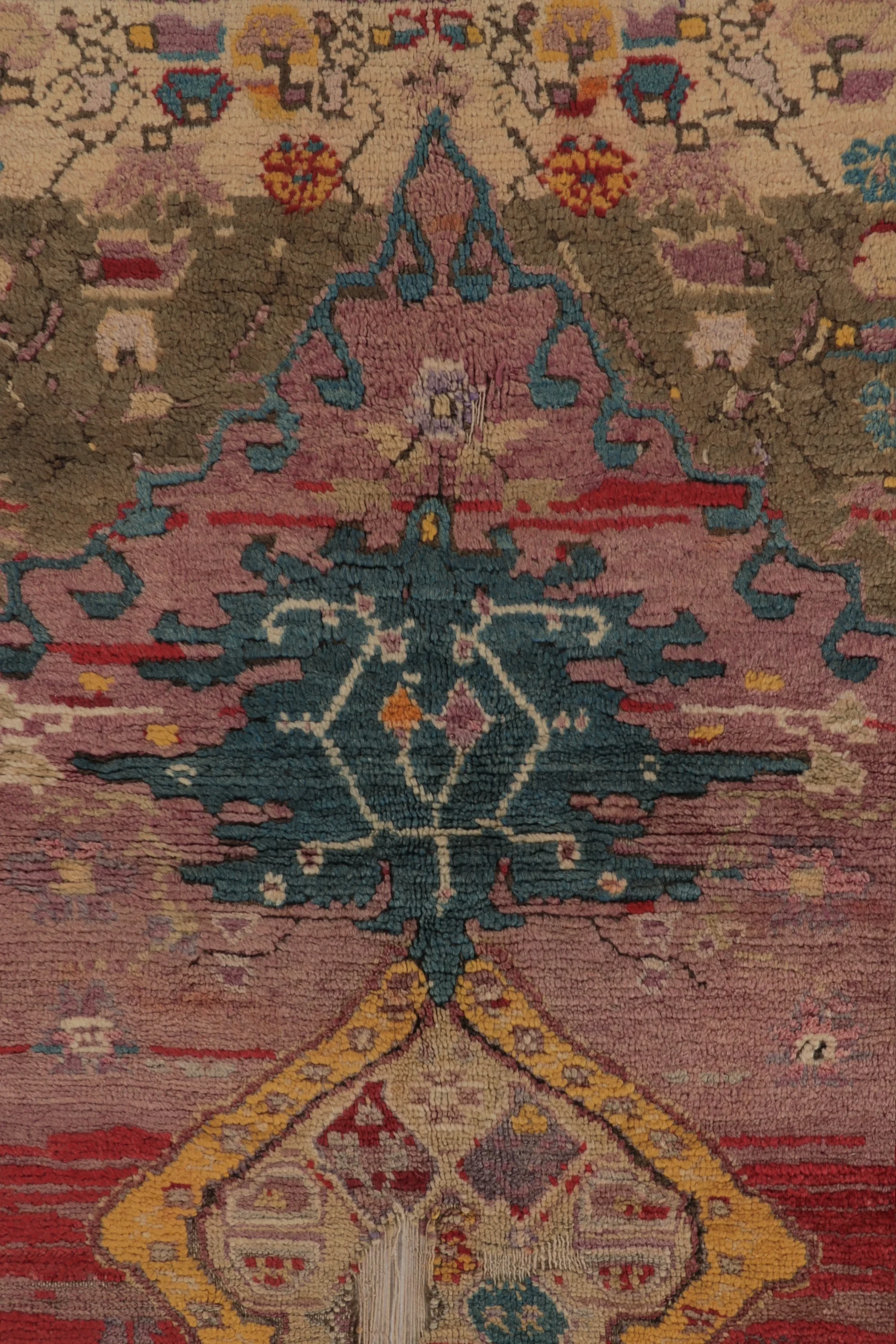 Antique Ghiordes Floral Rug