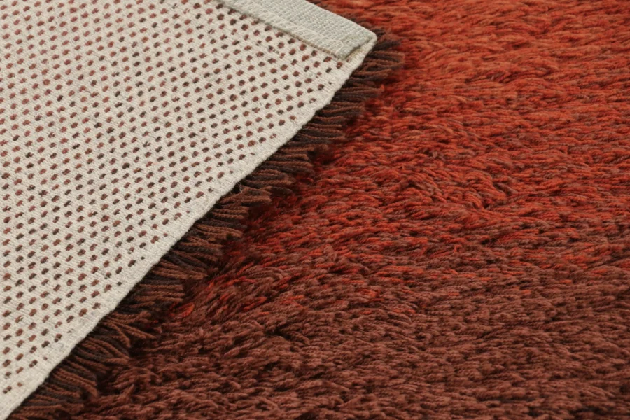 Vintage Swedish Rug in Solid/stripes, Mid-Century Scandinavian