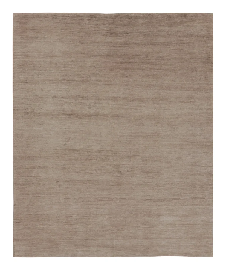 Rug & Kilim’s Solid Textural Rug, Monochromatic Beige and Brown Striae