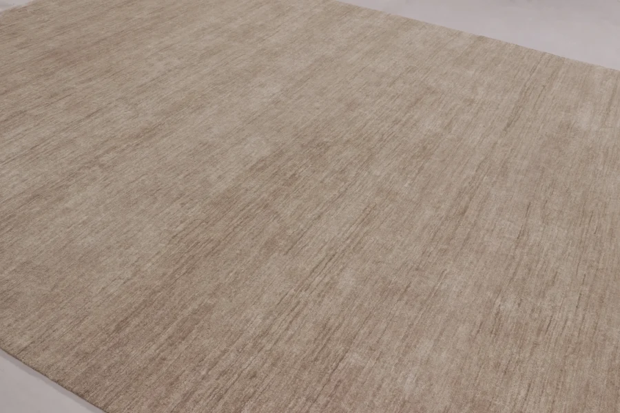 Hover image of Rug & Kilim’s Solid Textural Rug, Monochromatic Beige and Brown Striae