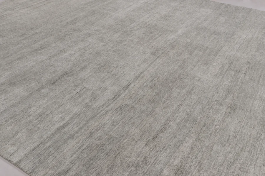 Hover image of Rug & Kilim’s Solid Textural Rug, Monochromatic Silver and Pale Gray Striae