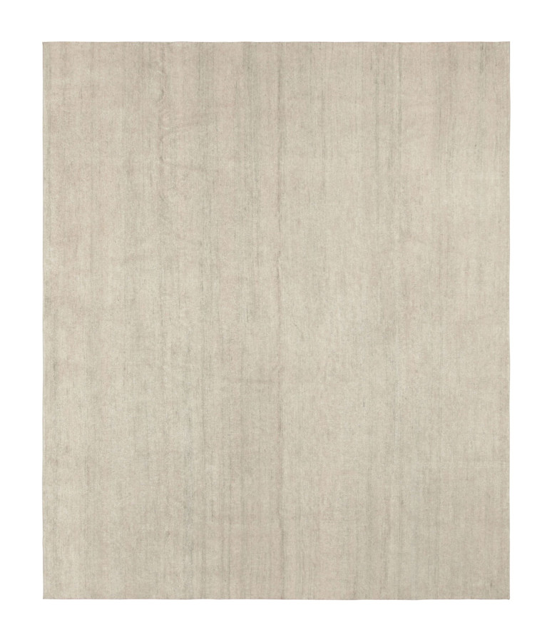 Rug & Kilim’s Oversized Textural Custom Rug Design, Solid Beige and Cream Striae
