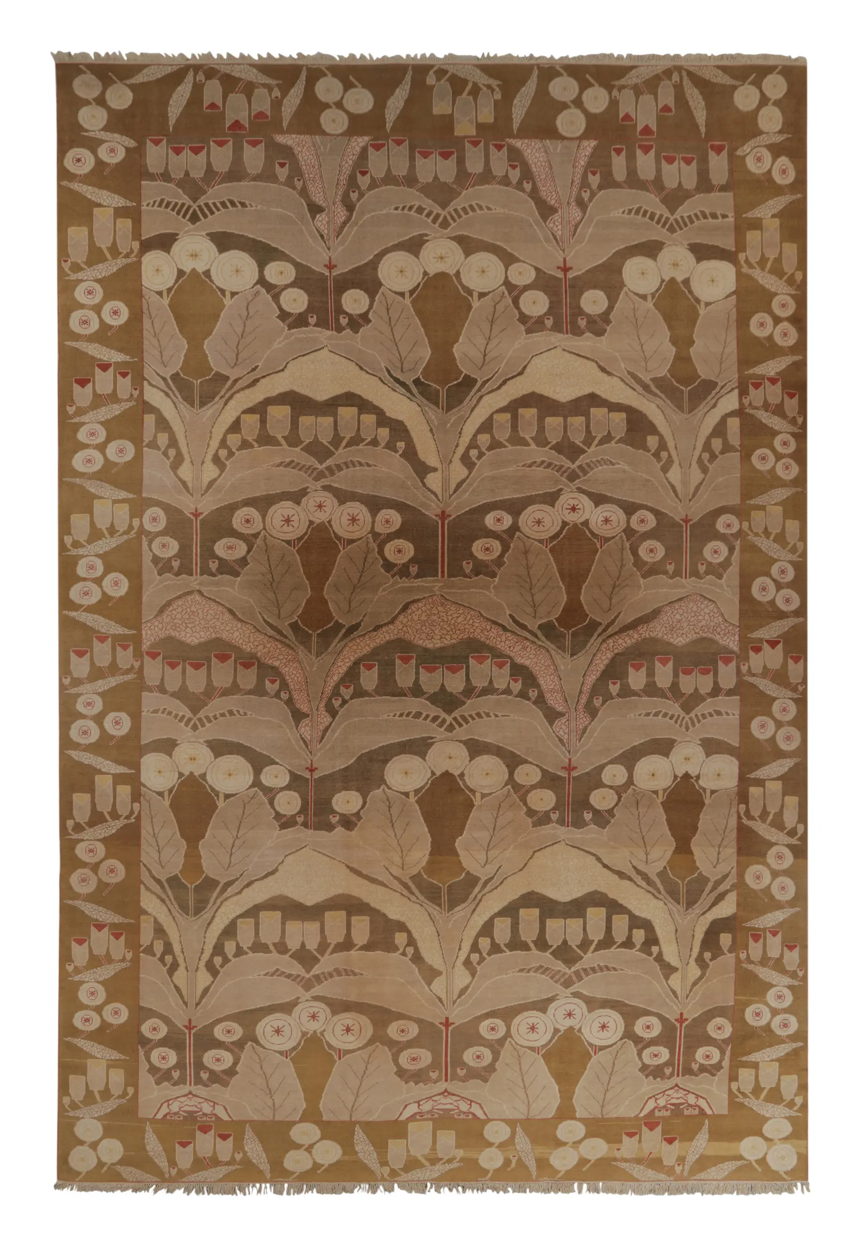 Oversized Vintage Arts & Crafts Rug in Morris Lilly Motifs