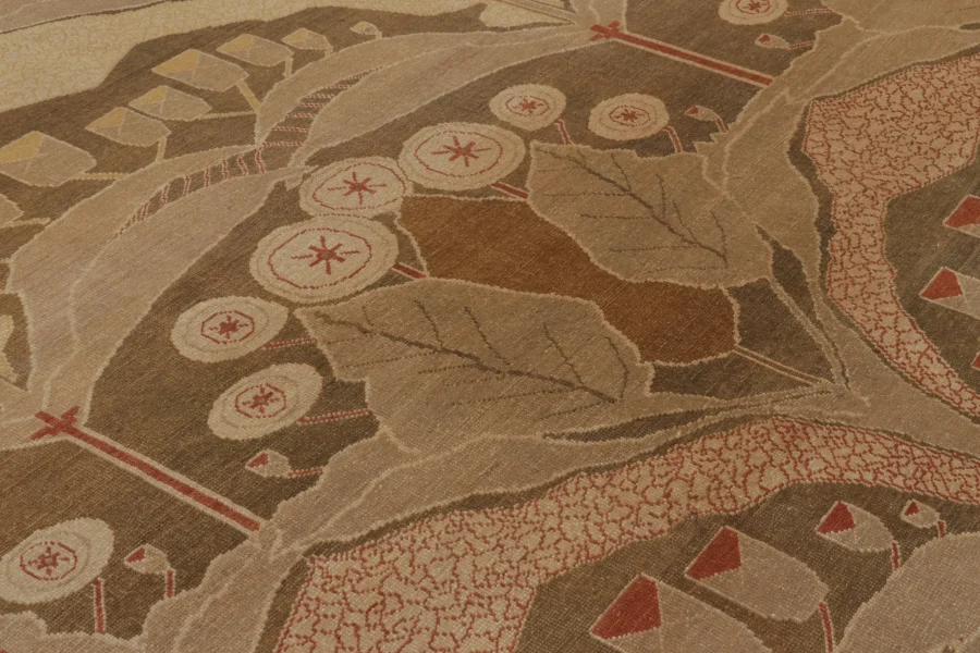Oversized Vintage Arts & Crafts Rug in Morris Lilly Motifs