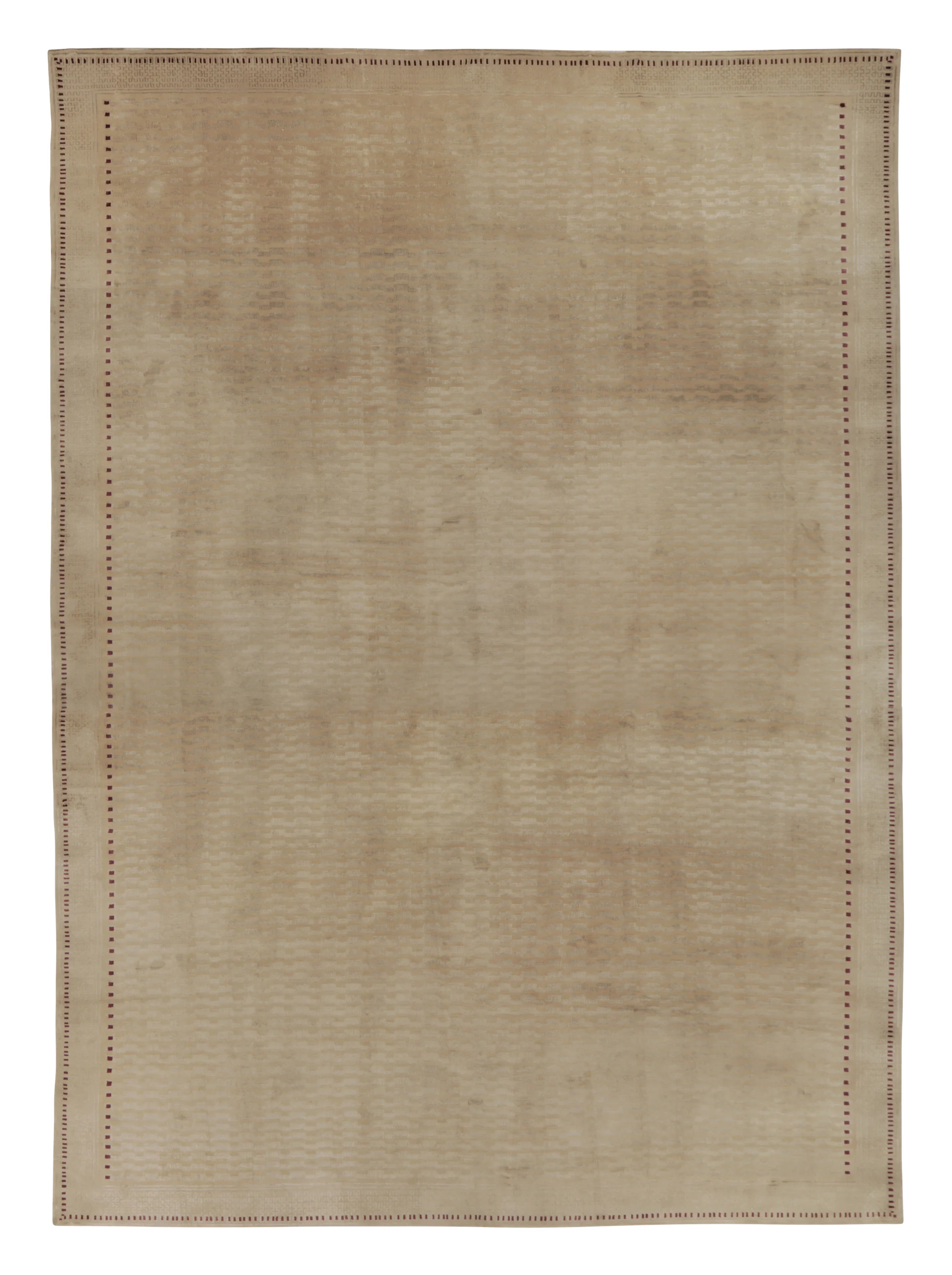 Art Deco Rug, Beige with Minimalist Geometric Patterns