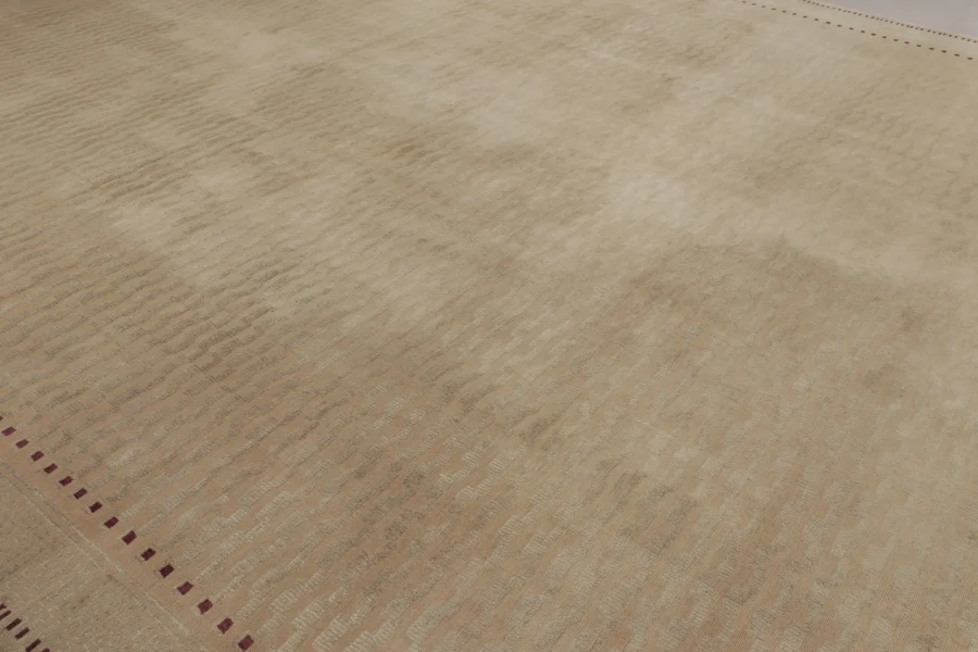 Art Deco Rug, Beige with Minimalist Geometric Patterns