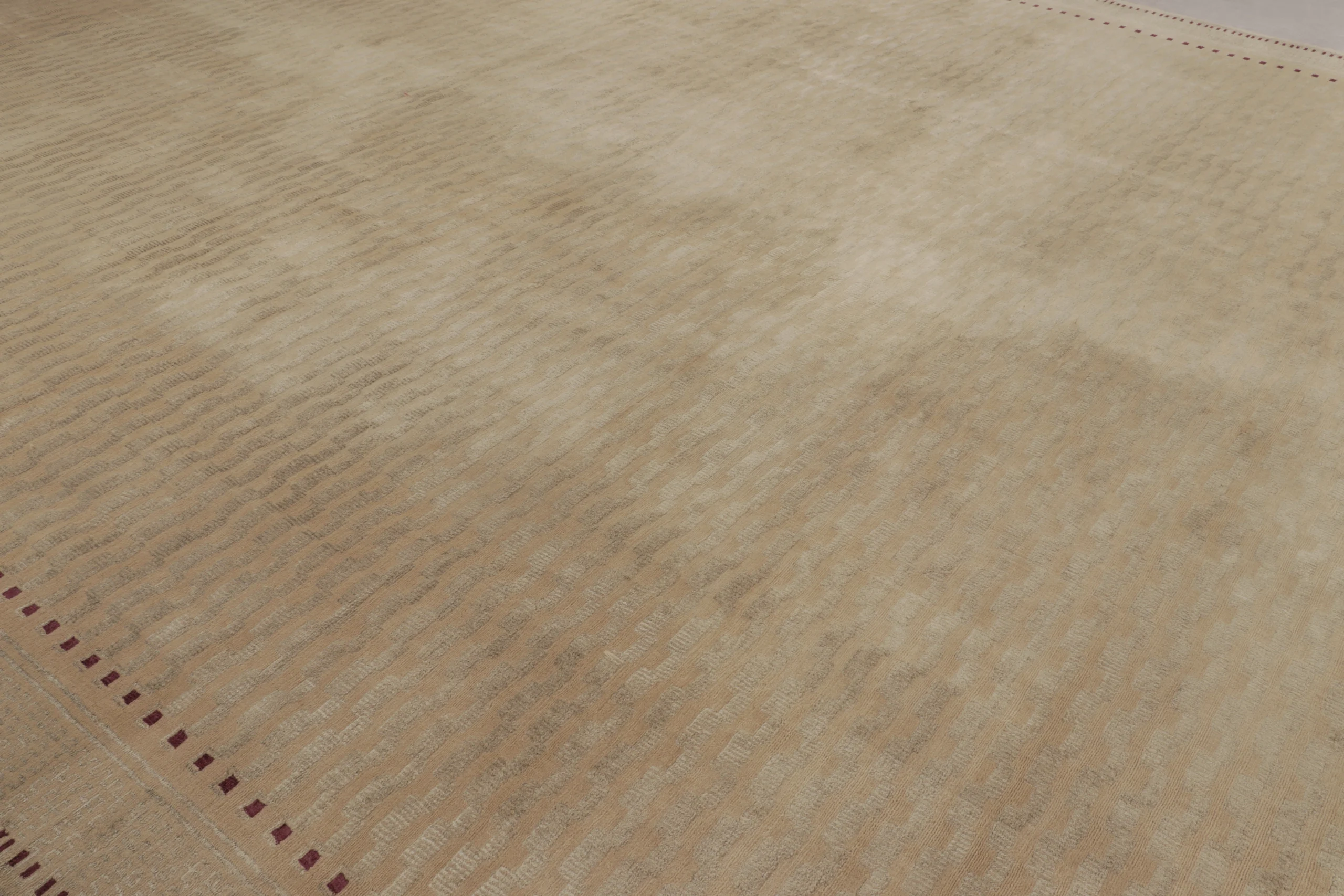 Art Deco Rug, Beige with Minimalist Geometric Patterns