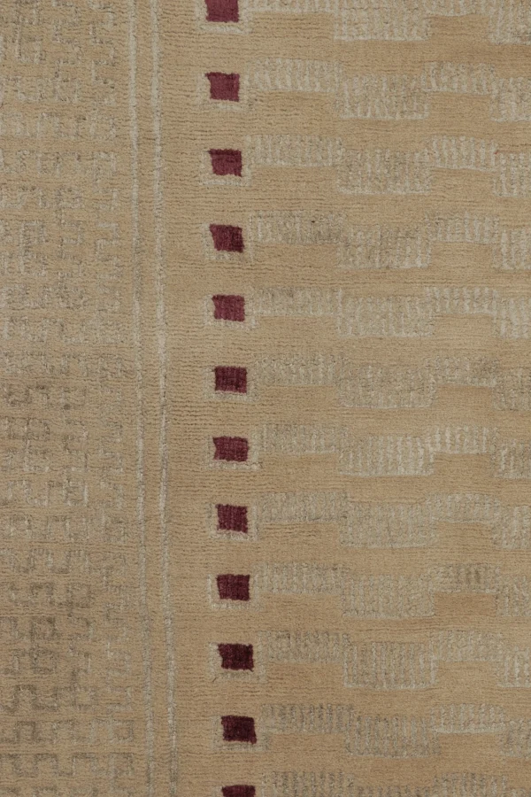 Art Deco Rug, Beige with Minimalist Geometric Patterns