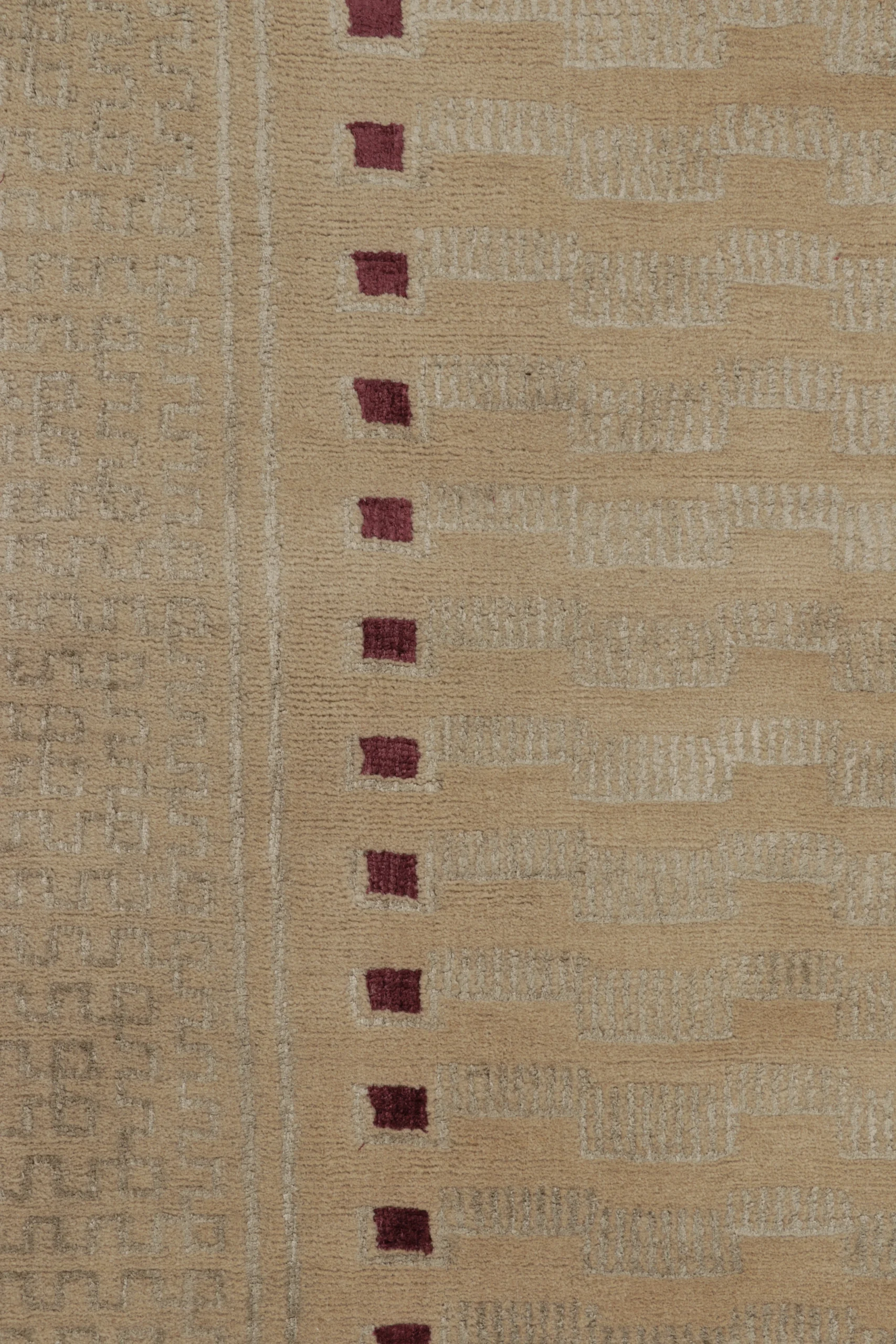 Art Deco Rug, Beige with Minimalist Geometric Patterns