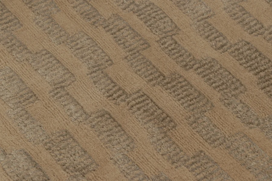 Art Deco Rug, Beige with Minimalist Geometric Patterns