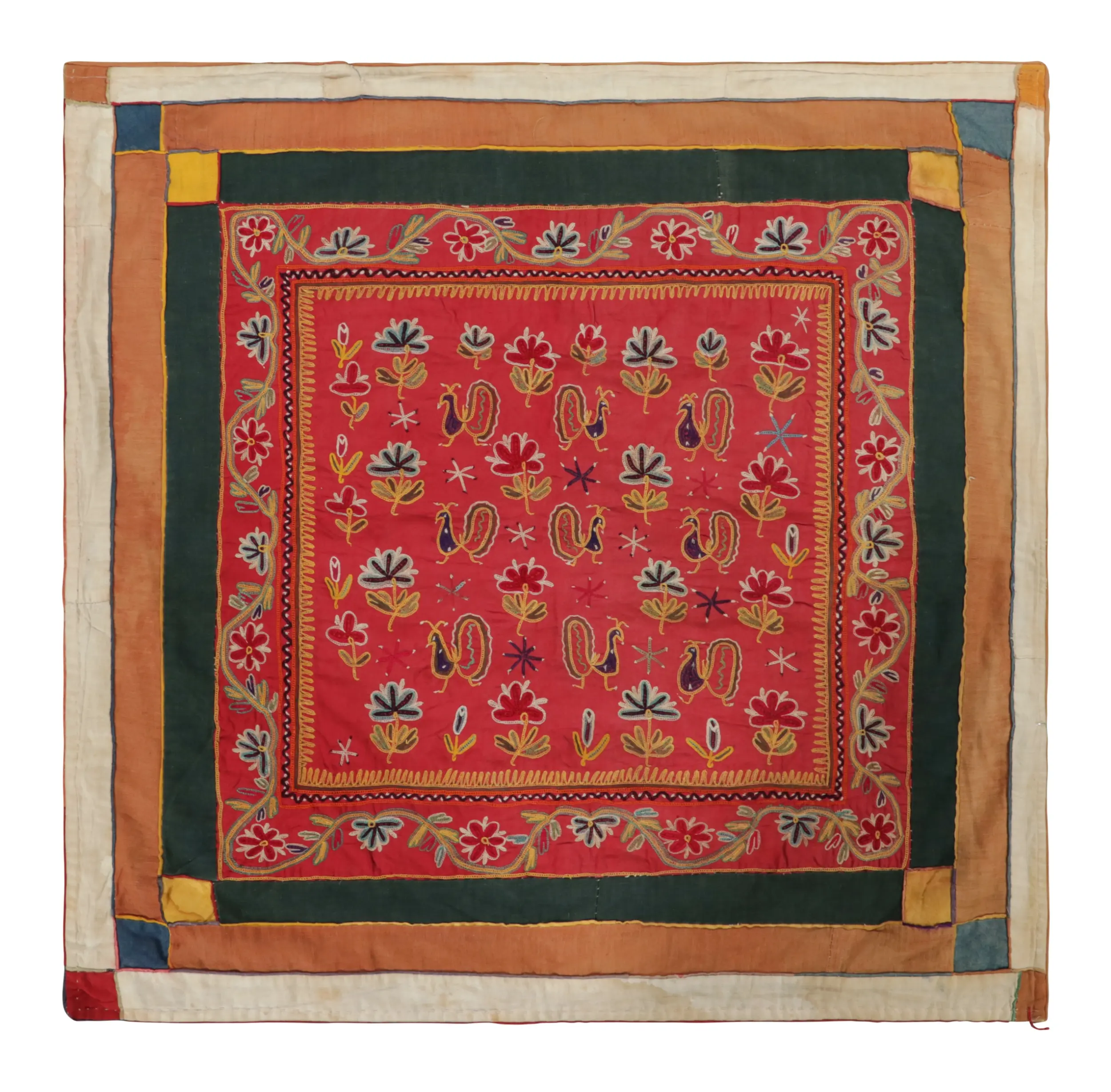 Vintage Indian Textile, Red Pictorial