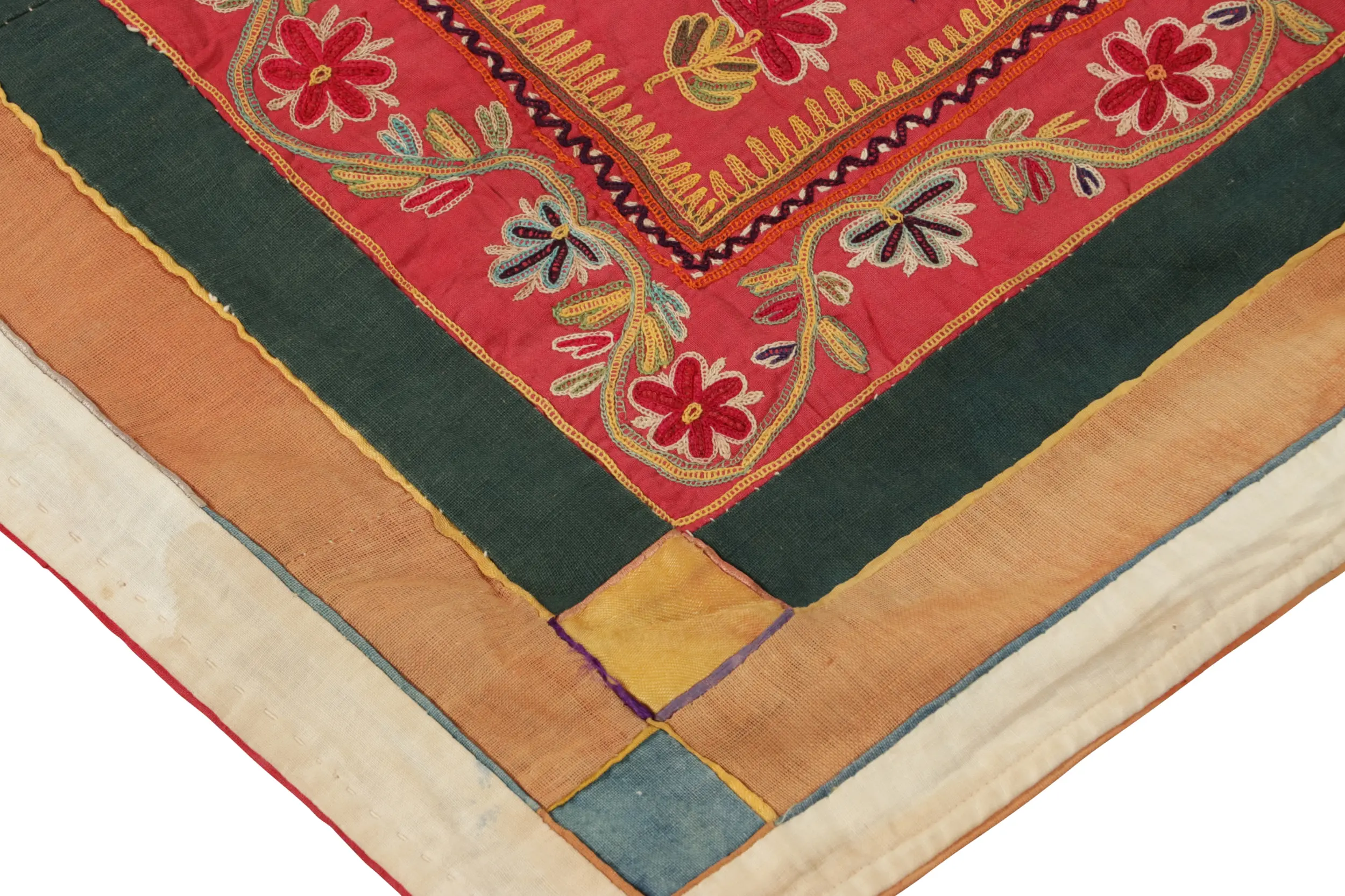Vintage Indian Textile, Red Pictorial