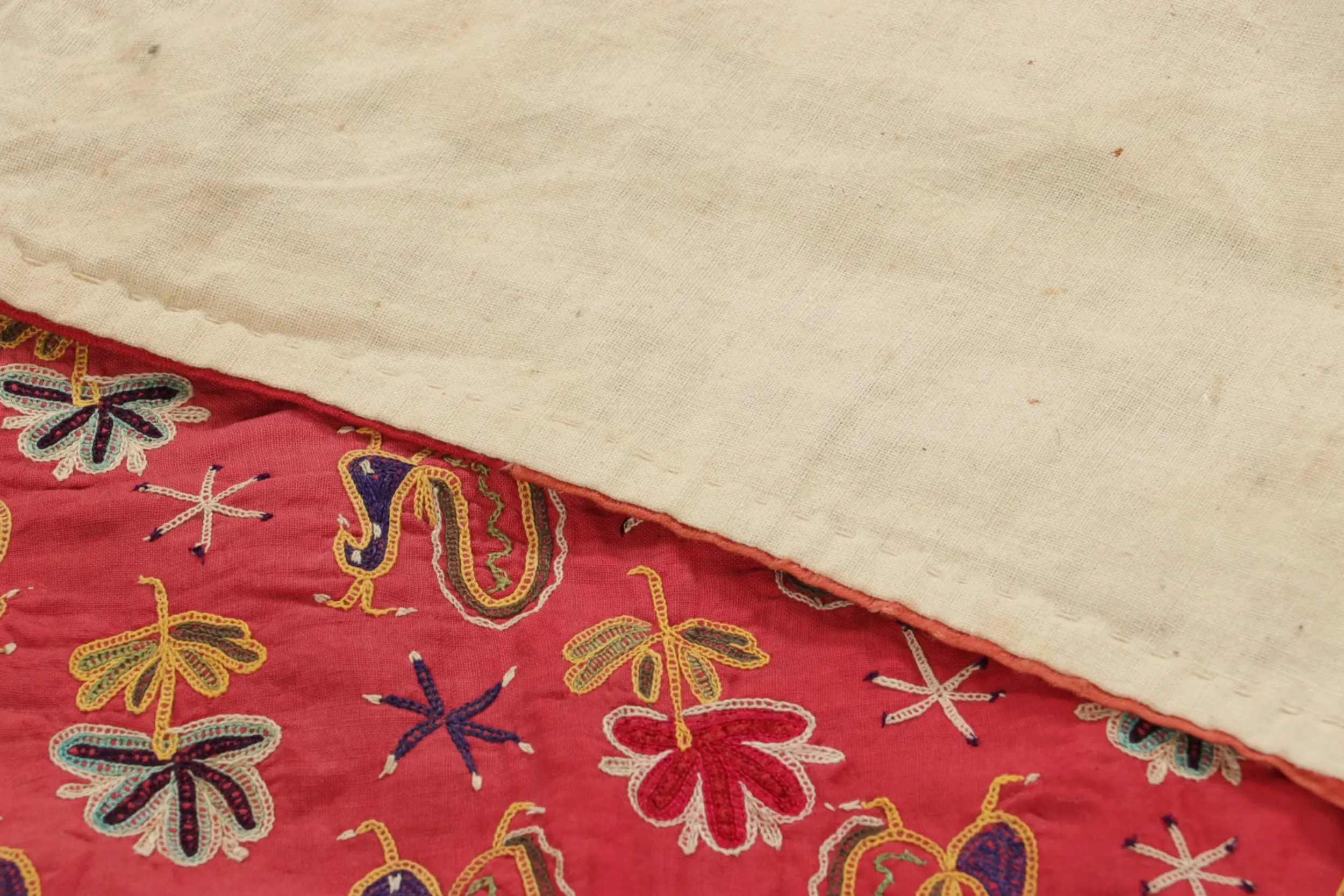 Vintage Indian Textile, Red Pictorial