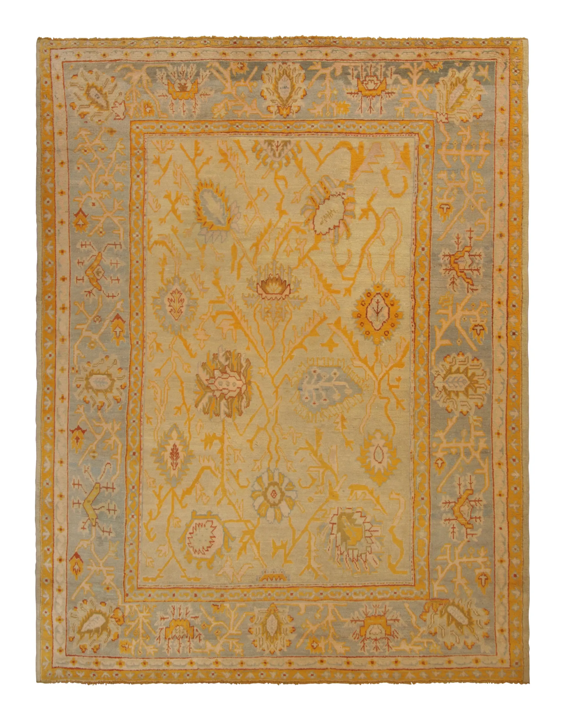 Rare Antique Oushak Floral Rug