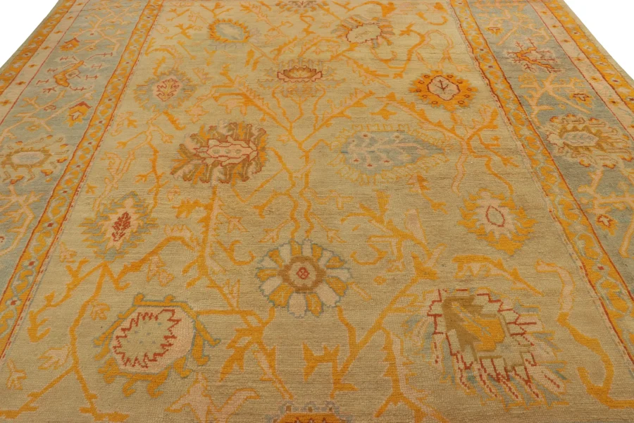 Rare Antique Oushak Floral Rug