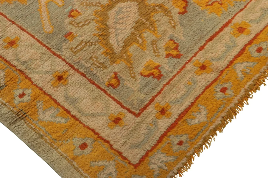 Rare Antique Oushak Floral Rug