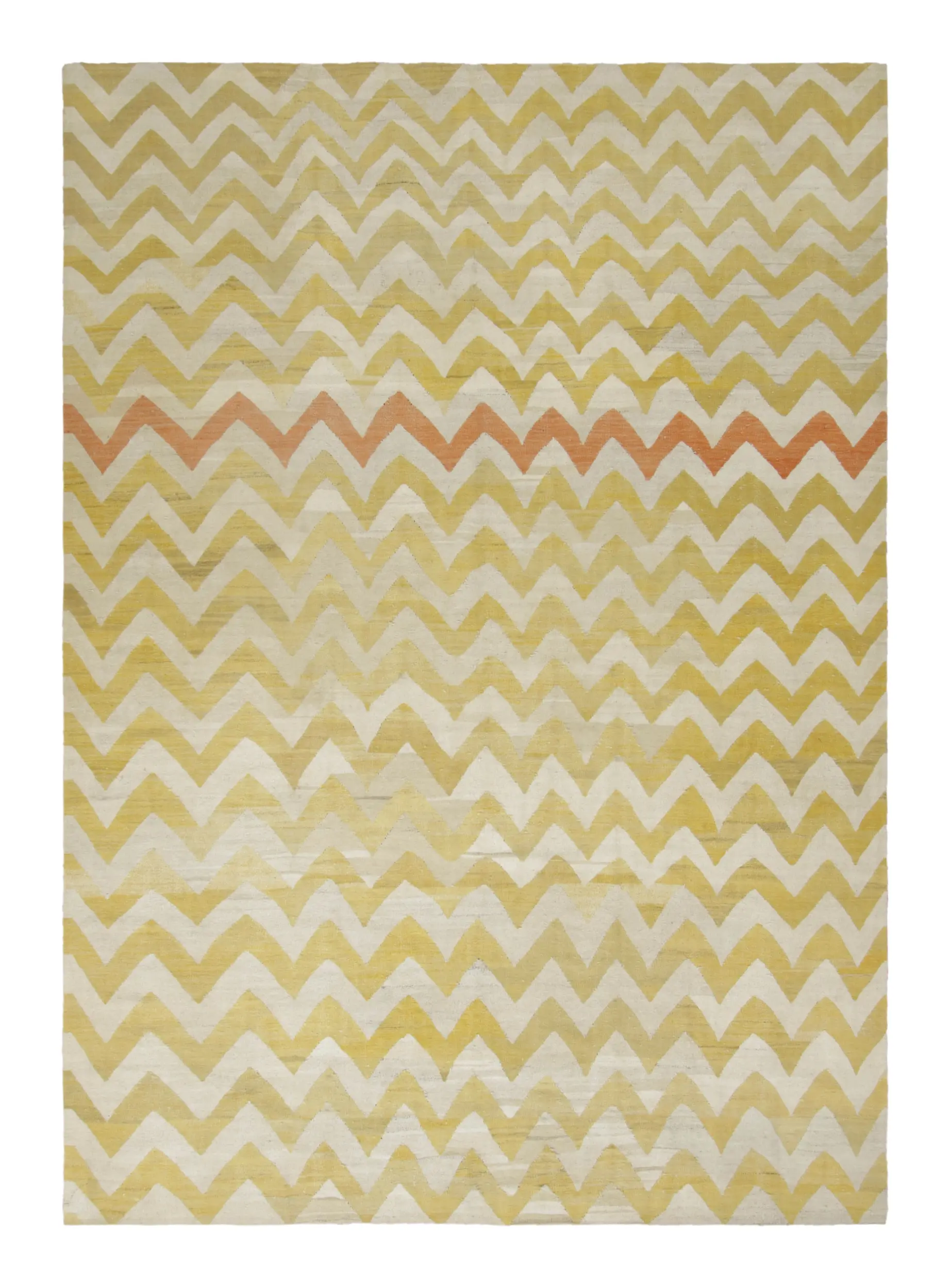 Vintage Egyptian Kilim Rug, Gold Chevrons