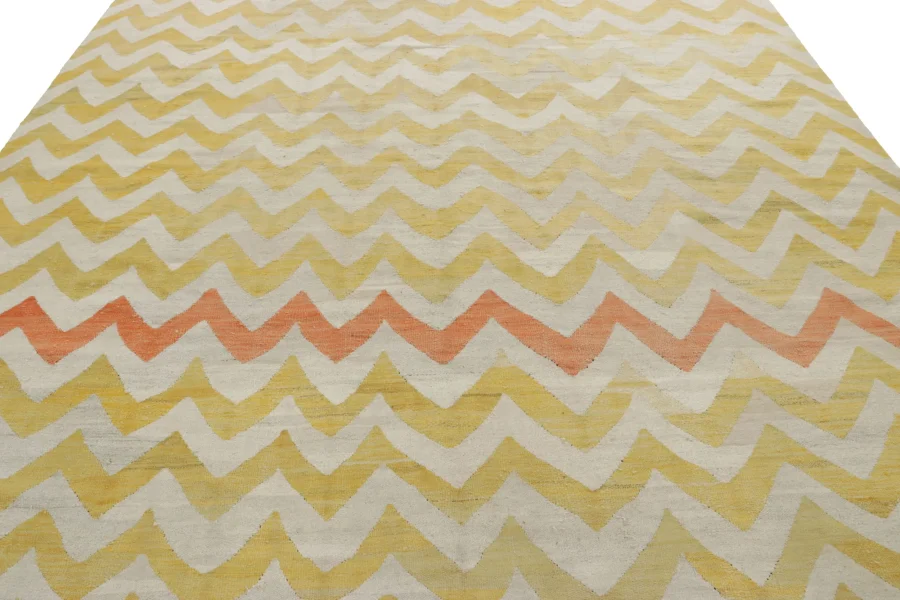 Vintage Egyptian Kilim Rug, Gold Chevrons