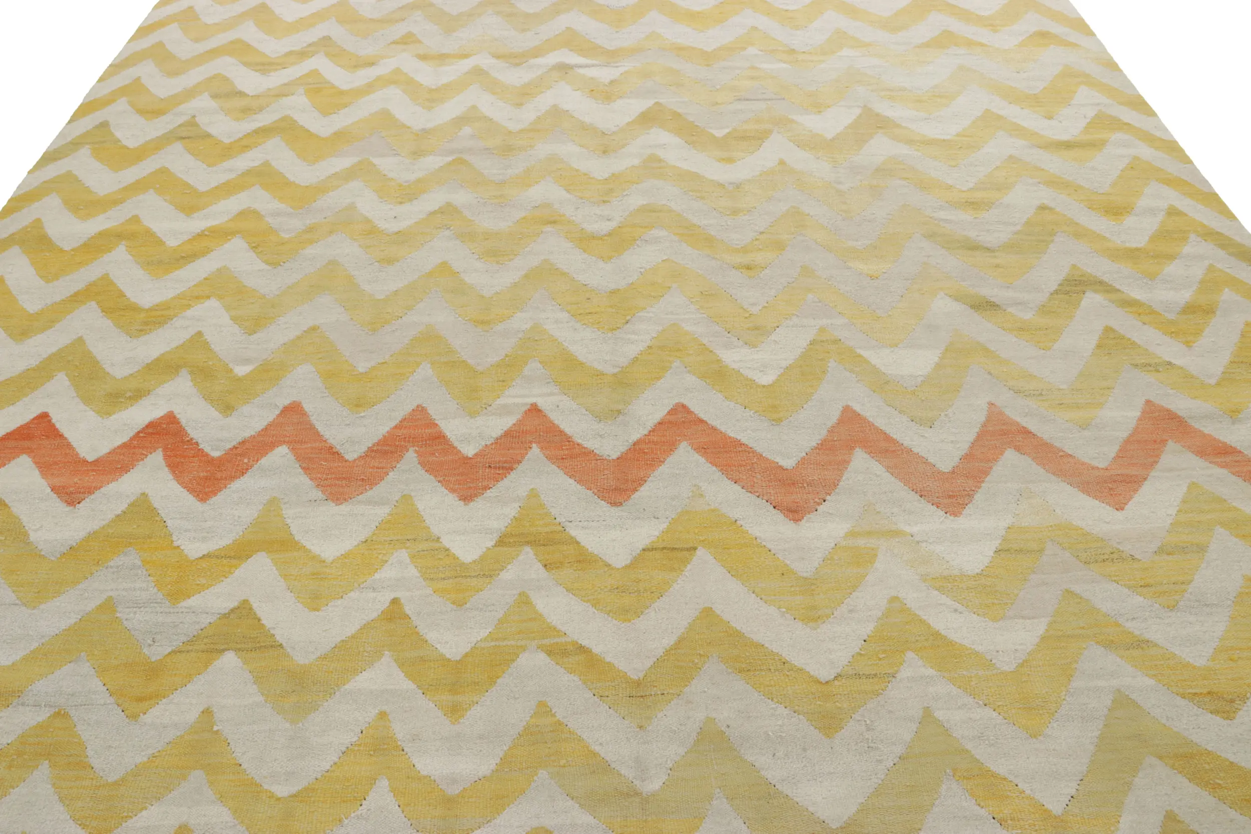 Vintage Egyptian Kilim Rug, Gold Chevrons