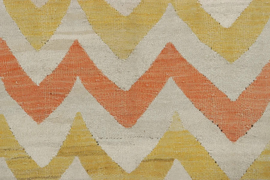 Vintage Egyptian Kilim Rug, Gold Chevrons