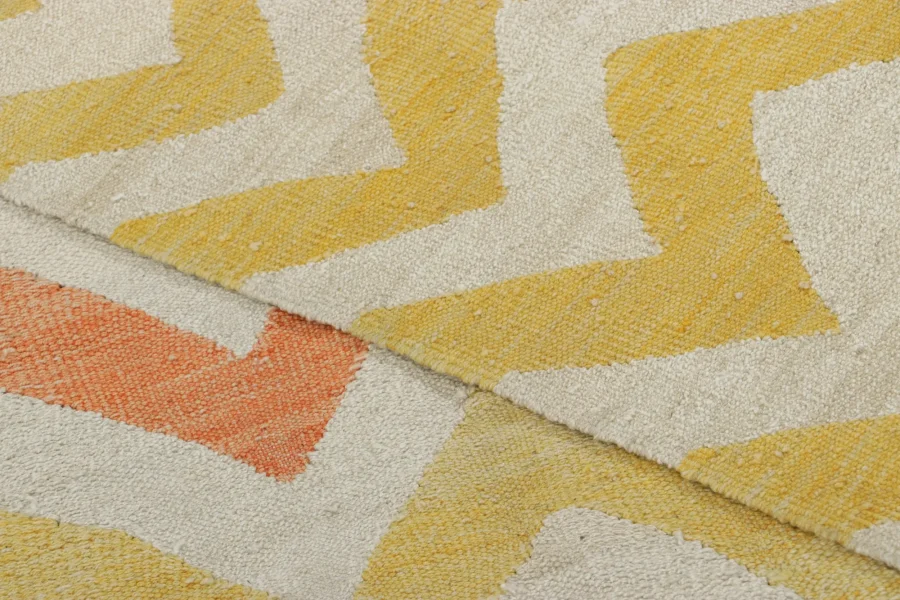Vintage Egyptian Kilim Rug, Gold Chevrons