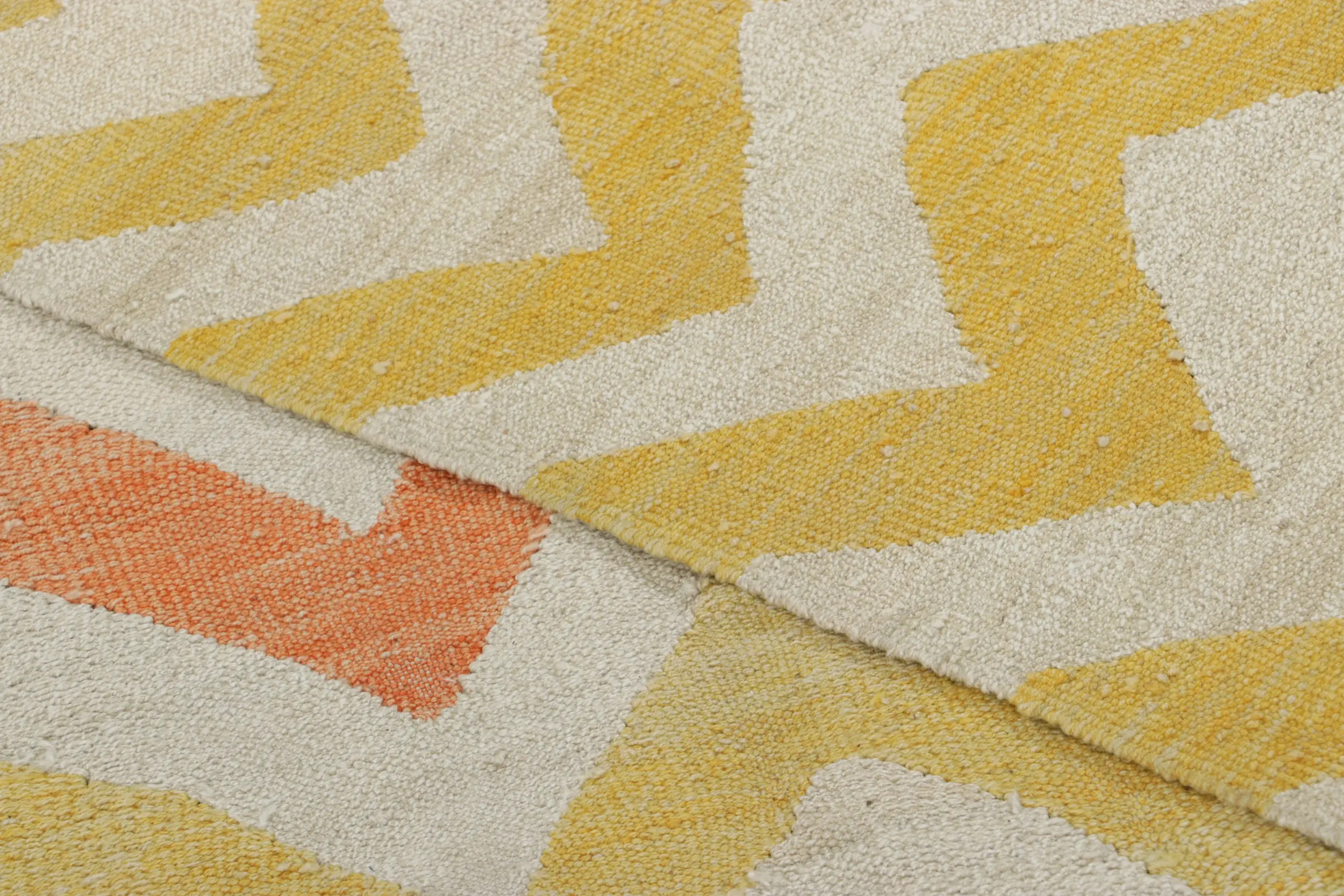 Vintage Egyptian Kilim Rug, Gold Chevrons