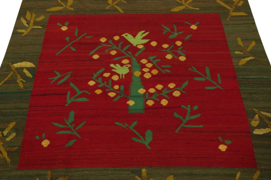 Vintage Swedish Geometric Square Rug