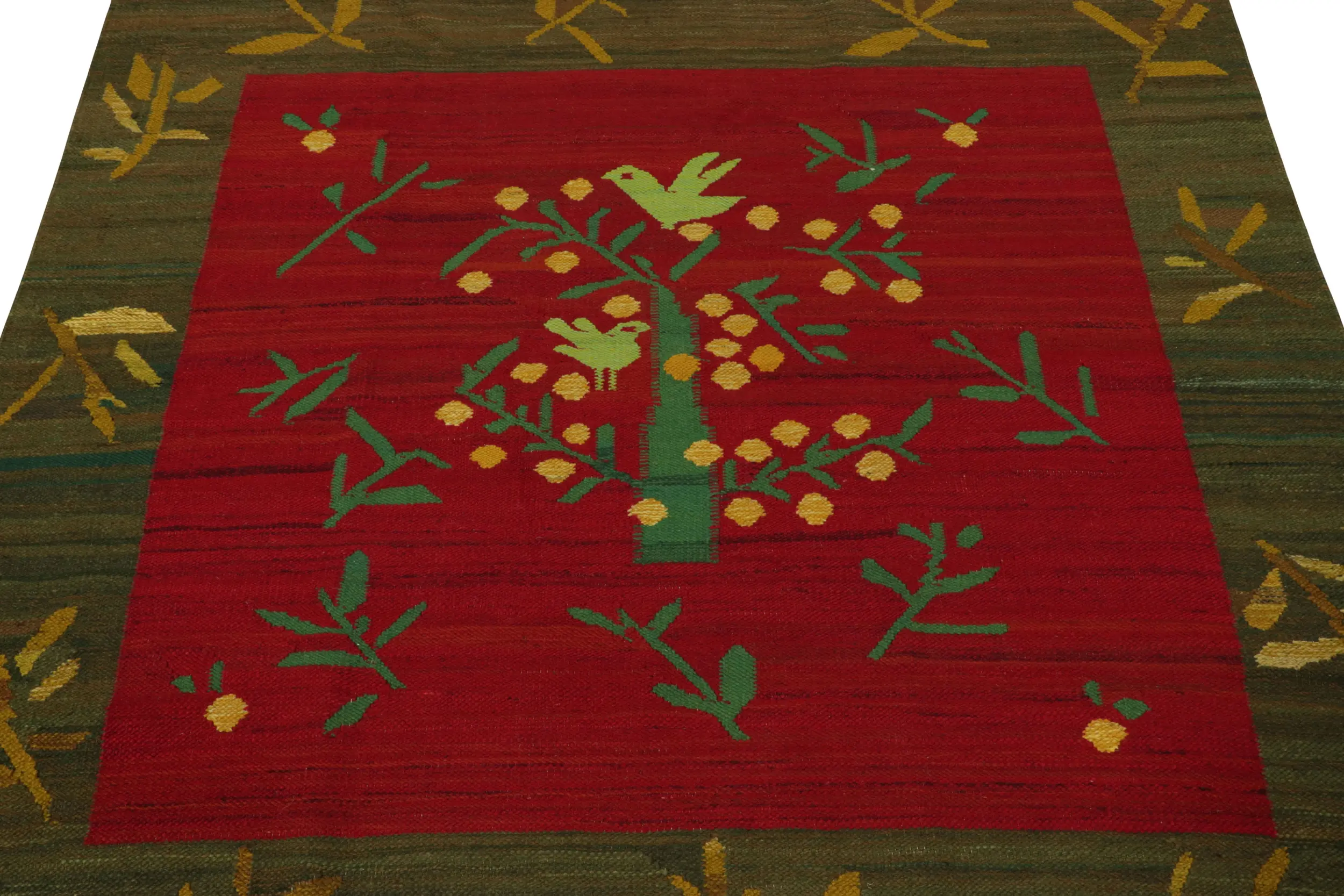 Vintage Swedish Geometric Square Rug