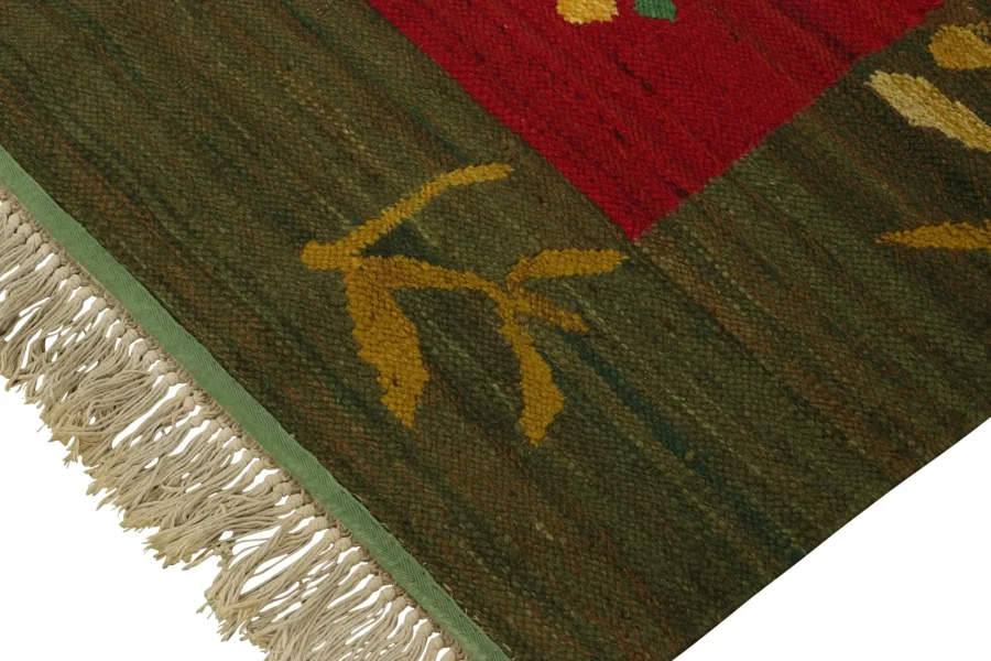 Vintage Swedish Geometric Square Rug