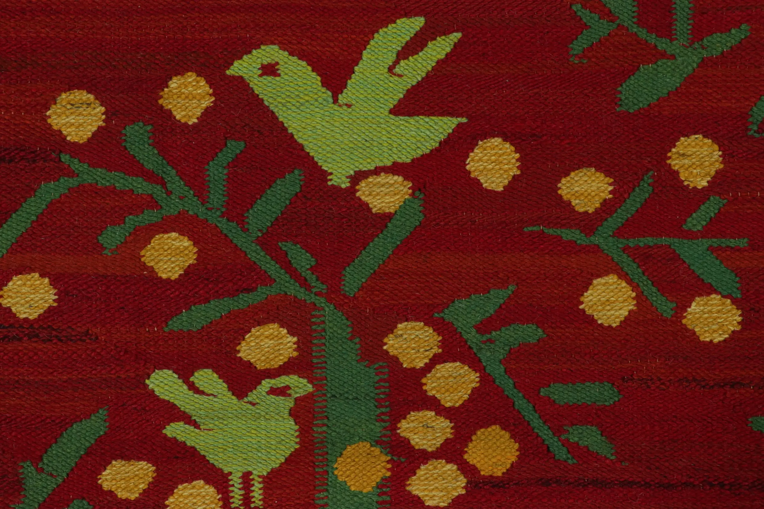 Vintage Swedish Geometric Square Rug